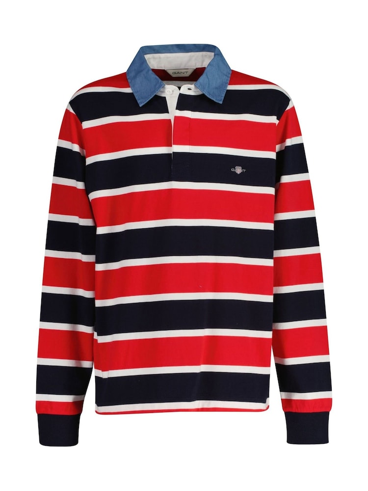 GANT Blue Striped 100% Cotton Polo Shirt - Image 1 of 3