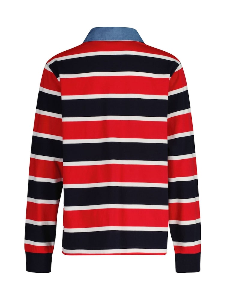 GANT Blue Striped 100% Cotton Polo Shirt - Image 2 of 3
