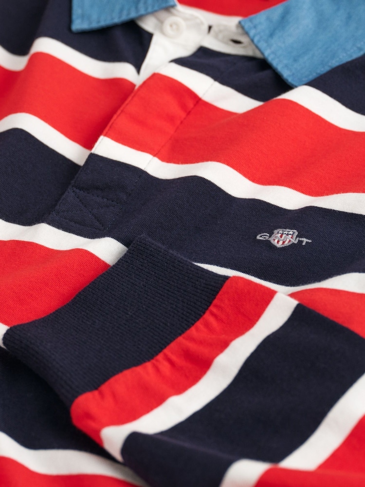 GANT Blue Striped 100% Cotton Polo Shirt - Image 3 of 3