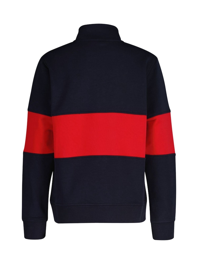 GANT Blue Color Block Half Zip Jumper - Image 2 of 3