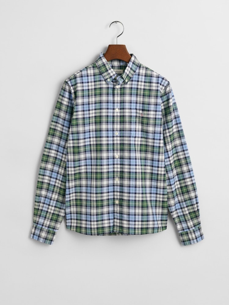 GANT Blue Regular-Fit Check Oxford Shirt - Image 1 of 4