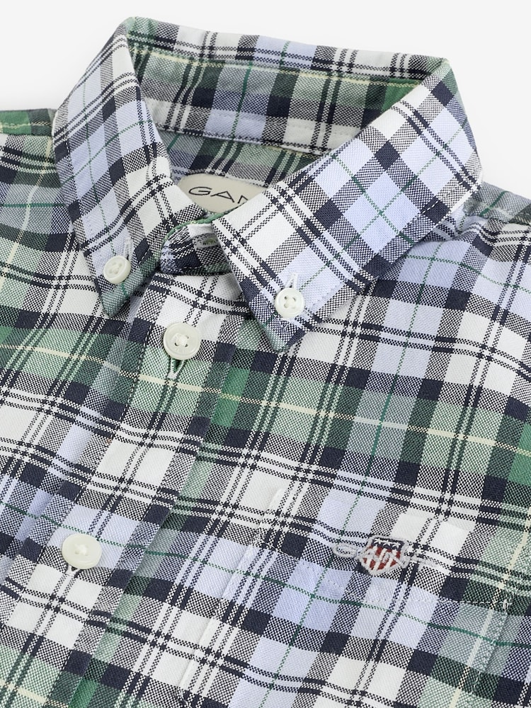GANT Blue Regular-Fit Check Oxford Shirt - Image 3 of 4