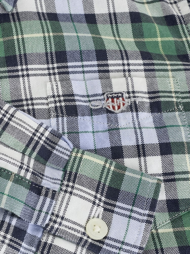 GANT Blue Regular-Fit Check Oxford Shirt - Image 4 of 4