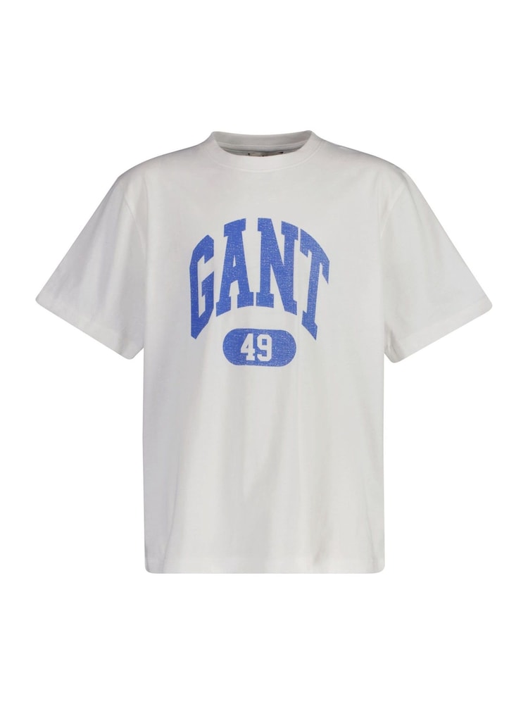 GANT White Kids Relaxed Fit Varsity Inspired Logo T-Shirt - Image 1 of 2 GANT White Kids Relaxed Fit Varsity Inspired Logo T-Shirt - Image 1 of 2