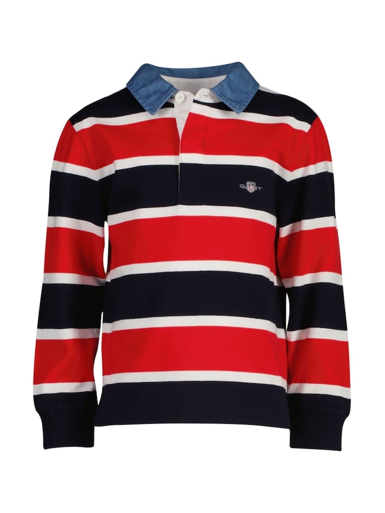 GANT Blue Striped 100% Cotton Polo Shirt - Image 1 of 3