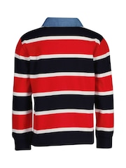 GANT Blue Striped 100% Cotton Polo Shirt - Image 2 of 3