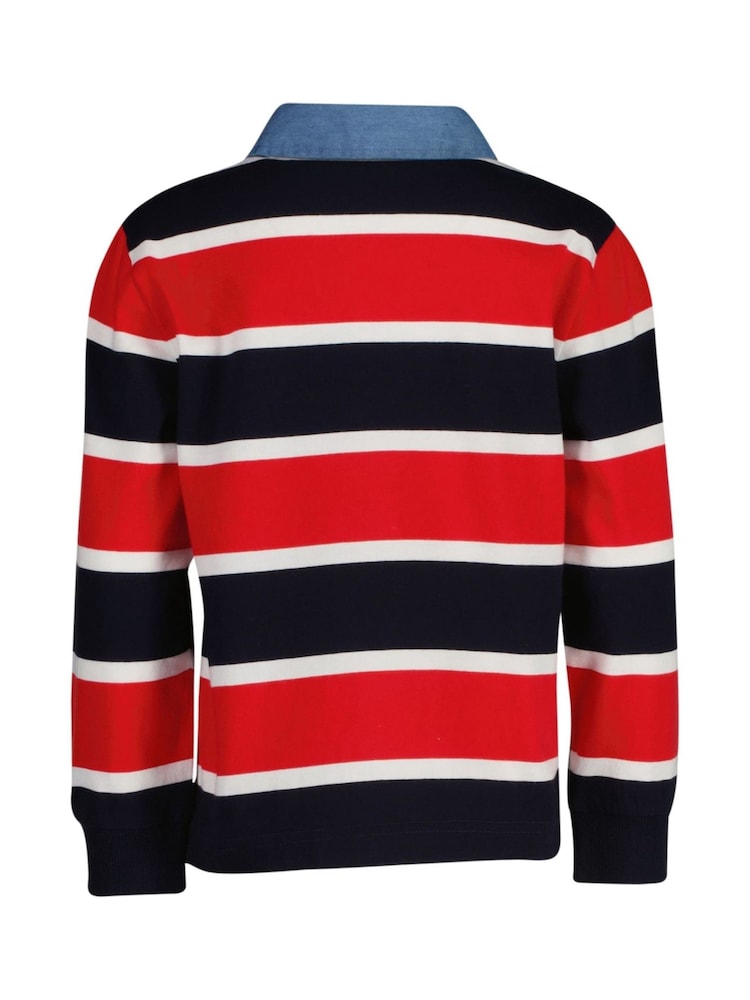 GANT Blue Striped 100% Cotton Polo Shirt - Image 2 of 3
