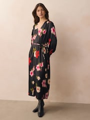GANT Black Relaxed-Fit Floral Print Shirt Dress - Image 1 of 6