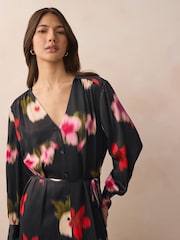 GANT Black Relaxed-Fit Floral Print Shirt Dress - Image 2 of 6