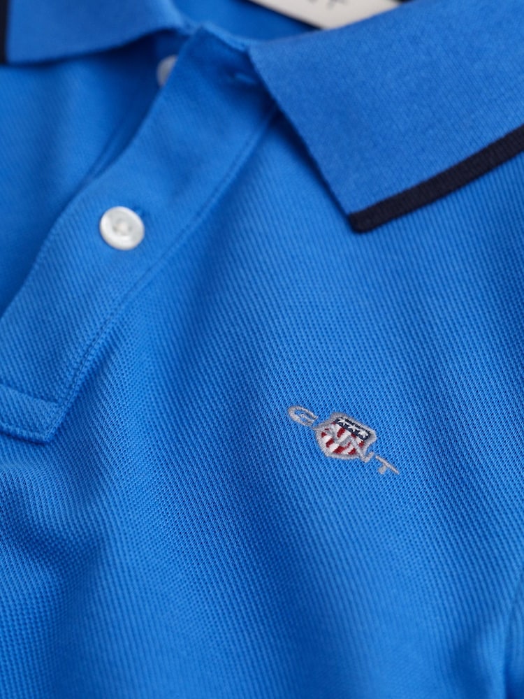 GANT Blue Chrome Kids Tipped Pique Polo Shirt - Image 3 of 3
