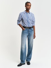 GANT Blue Regular Poplin Wide Striped 100% Cotton Shirt - Image 2 of 6