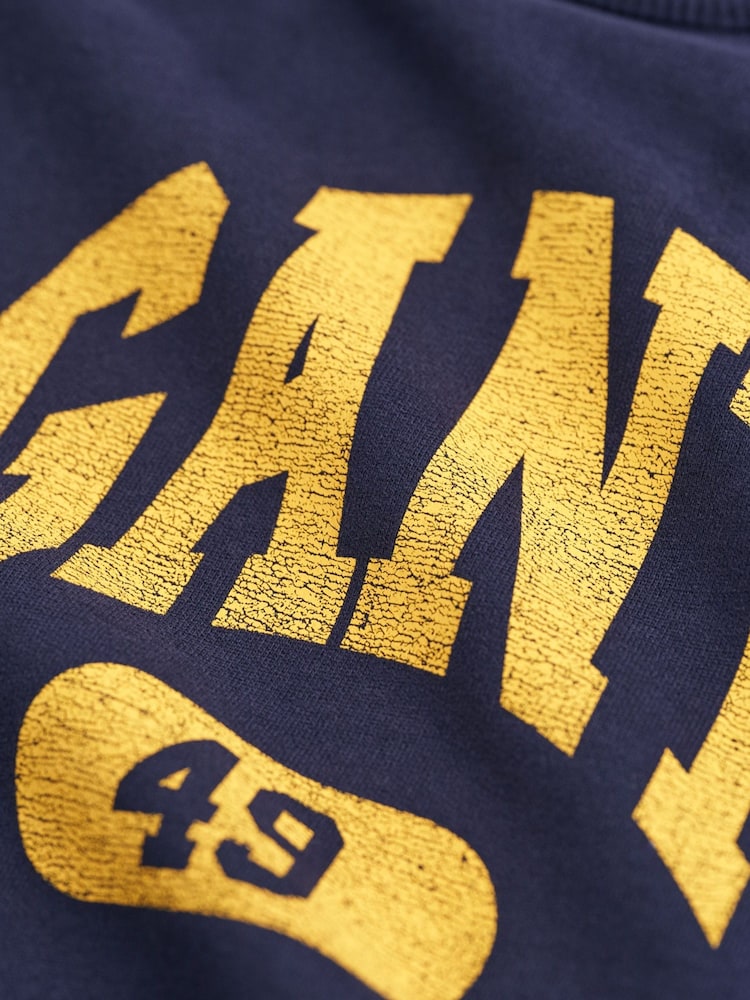 GANT Blue Kids Varsity Inspired Sports Logo Sweatshirt - Image 3 of 3