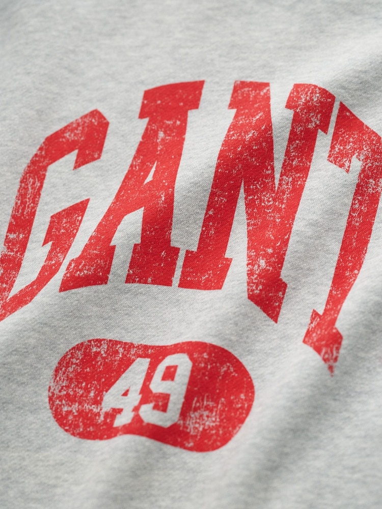GANT Grey Relaxed-Fit Crew Neck 100% Cotton Sweatshirt - Image 3 of 3