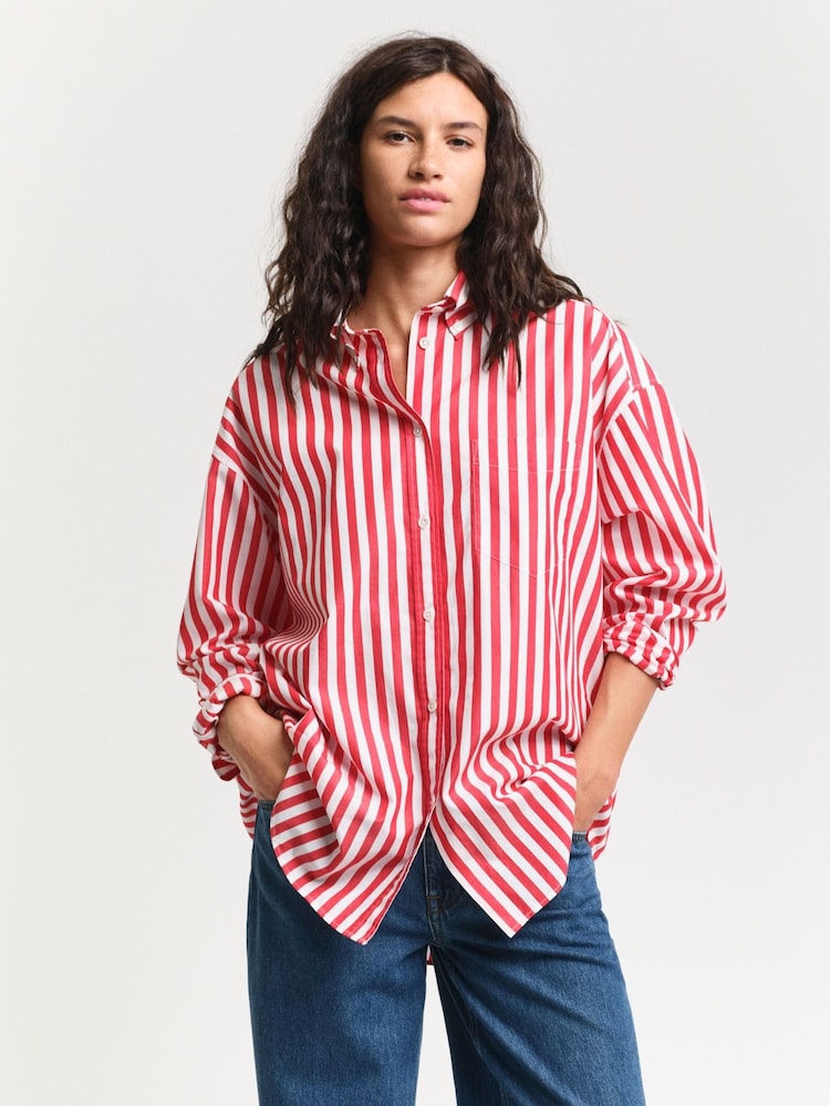 GANT Red Classic Striped Button Down 100% Cotton Shirt - Image 1 of 5