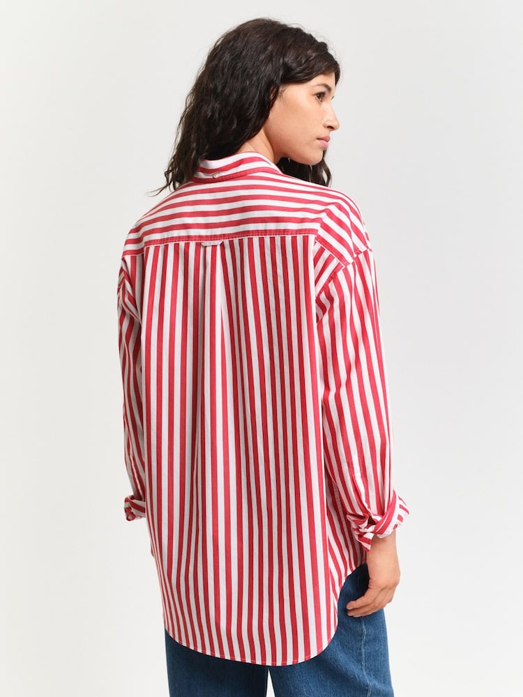 GANT Red Classic Striped Button Down 100% Cotton Shirt - Image 2 of 5