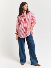 GANT Red Classic Striped Button Down 100% Cotton Shirt - Image 4 of 5