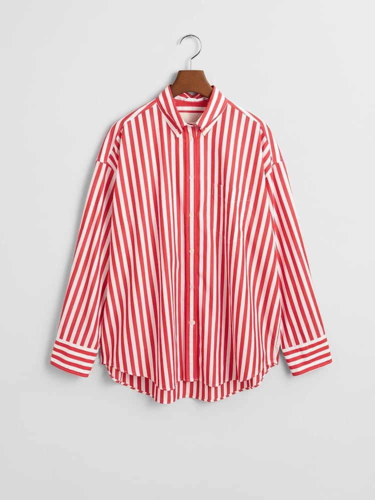 GANT Red Classic Striped Button Down 100% Cotton Shirt - Image 5 of 5
