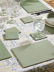 Set of 4 Sage Green Rectangle Reversible Faux Leather Placemats and Coasters - Image 1 of 1