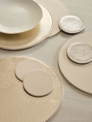 Set of 4 Gold Reversible Faux Leather Placemats and Coasters Set - Image 2 of 3