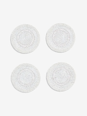 Set of 4 White Beaded Coasters - Image 3 of 3