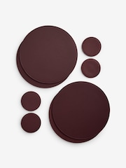 Set of 4 Burgundy Red Reversible Faux Leather Placemats and Coasters Set - Image 2 of 3