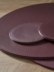 Set of 4 Burgundy Red Reversible Faux Leather Placemats and Coasters Set - Image 3 of 3
