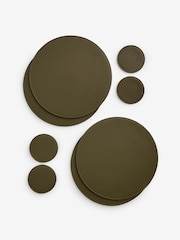 Set of 4 Khaki Green Reversible Faux Leather Placemats and Coasters Set - Image 1 of 3