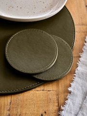 Set of 4 Khaki Green Reversible Faux Leather Placemats and Coasters Set - Image 3 of 3