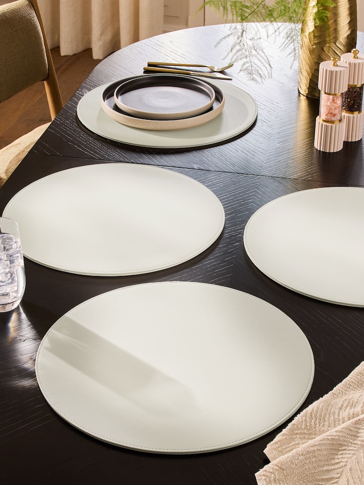 Set of 4 Natural Large Faux Leather Placemats - Image 1 of 4