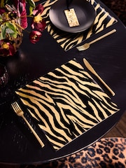 Set of 2 Gold Zebra Galaxy Glass Placemats - Image 1 of 3