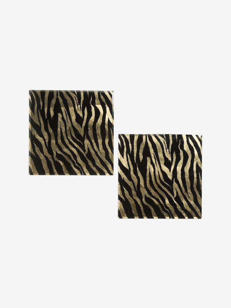 Set of 2 Gold Zebra Galaxy Glass Placemats - Image 3 of 3 Set of 2 Gold Zebra Galaxy Glass Placemats - Image 3 of 3