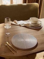 Set of 2 White Wash Bronx Etched Wooden Placemats - Image 1 of 4