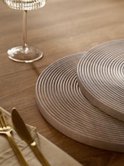 Set of 2 White Wash Bronx Etched Wooden Placemats - Image 3 of 4