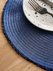 Set of 4 Navy Fringe Placemats - Image 2 of 3