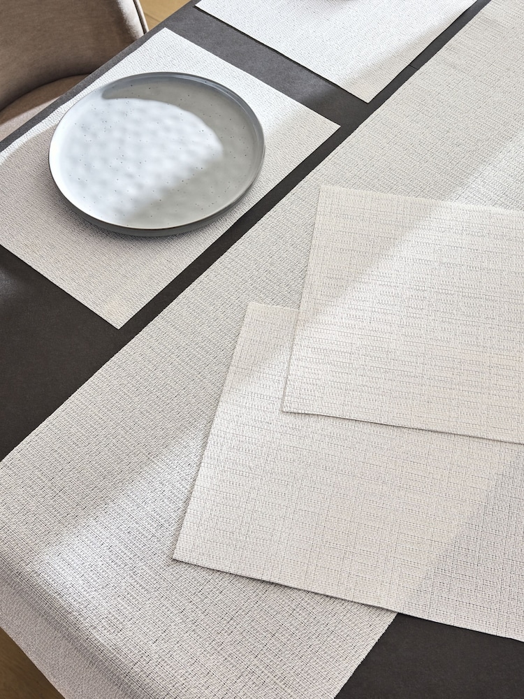 Set of 5 Silver Wipe Clean Placemats and Runners Set - Image 2 of 4 Set of 5 Silver Wipe Clean Placemats and Runners Set - Image 2 of 4