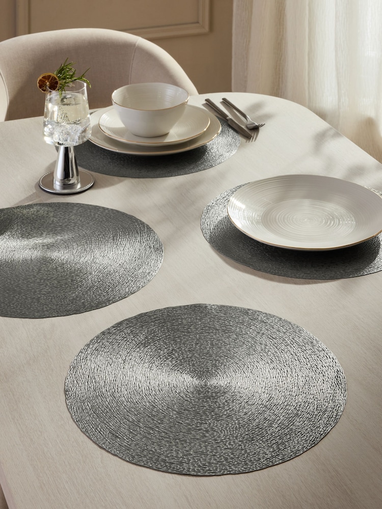 Set of 4 Silver Wipe Clean PVC Placemats - Image 1 of 4