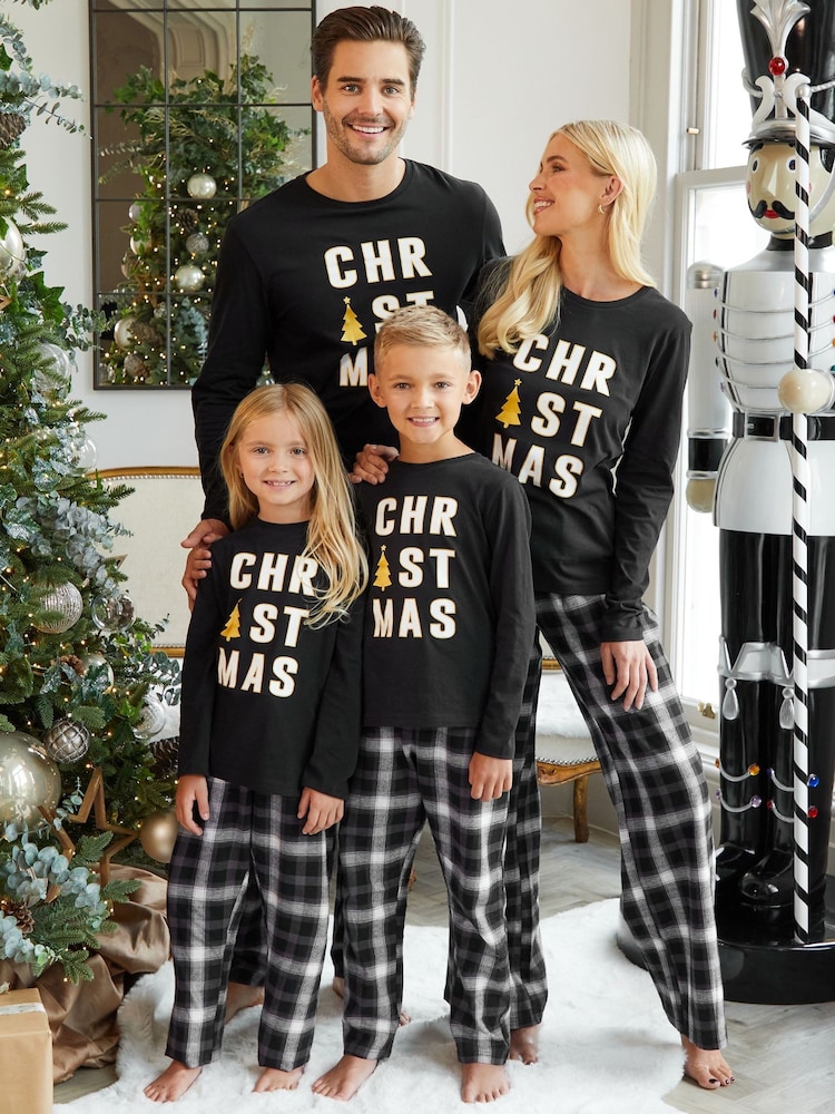 Black - Threadbare Cotton Long Sleeves Check Christmas 100% Cotton Pyjamas Set - Image 5 of 5 Black - Threadbare Cotton Long Sleeves Check Christmas 100% Cotton Pyjamas Set - Image 5 of 5