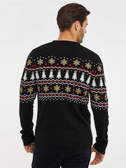 Threadbare Black Crew Neck Christmas Jumper - Image 4 of 6