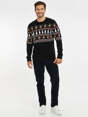 Threadbare Black Crew Neck Christmas Jumper - Image 5 of 6