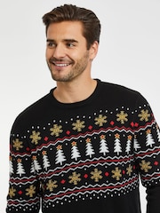 Threadbare Black Crew Neck Christmas Jumper - Image 6 of 6