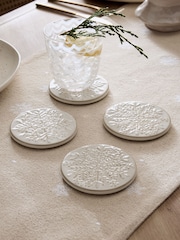 Set of 4 Christmas Snowflake Ceramic Coasters - صورة 1 من 5