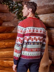 Threadbare Red Crew Neck Christmas Jumper - Image 2 of 5