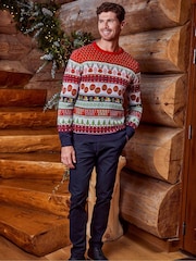 Threadbare Red Crew Neck Christmas Jumper - Image 3 of 5