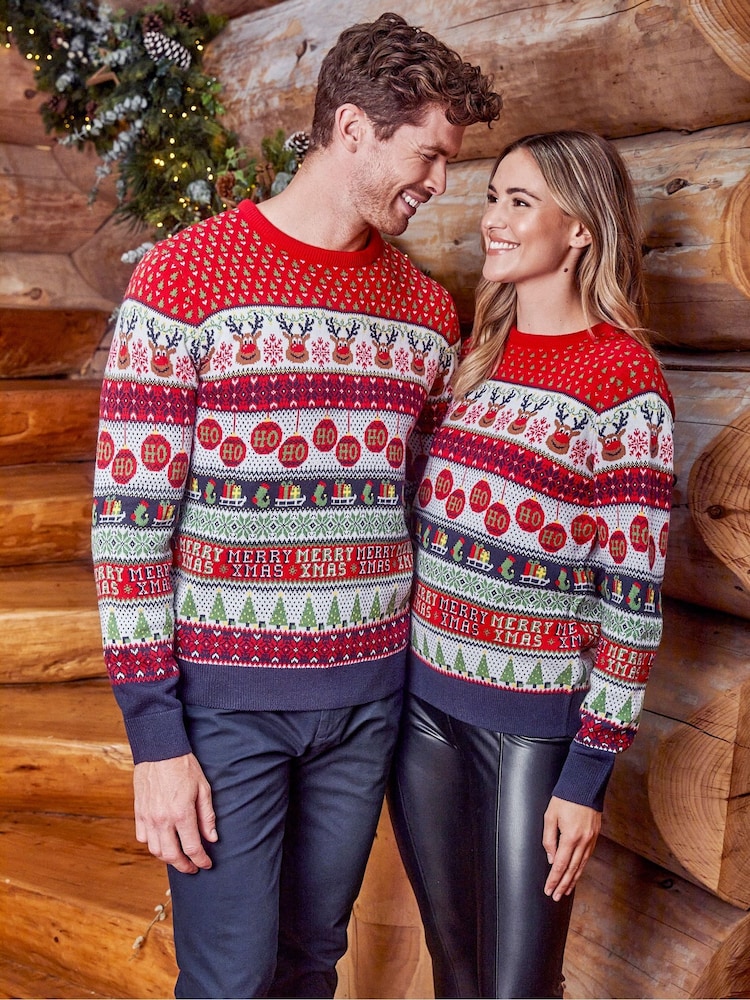 Threadbare Red Crew Neck Christmas Jumper - Image 5 of 5