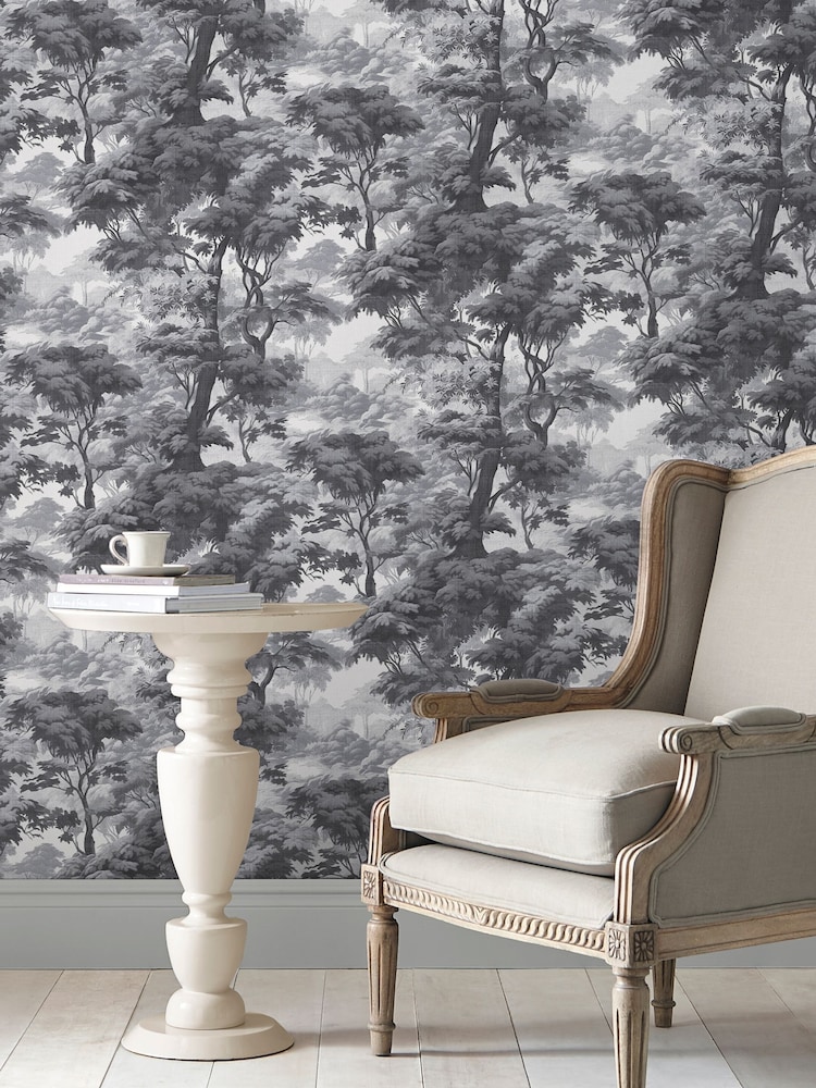 Graham & Brown Black & White Bobart's Garden 10M Wallpaper - Image 1 of 4