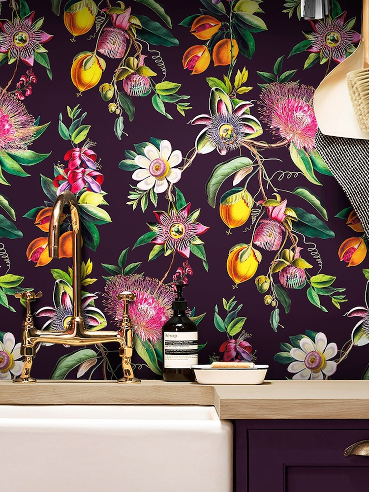 Graham & Brown Blackcurrant Physic Garden 10M Wallpaper - Image 1 of 4
