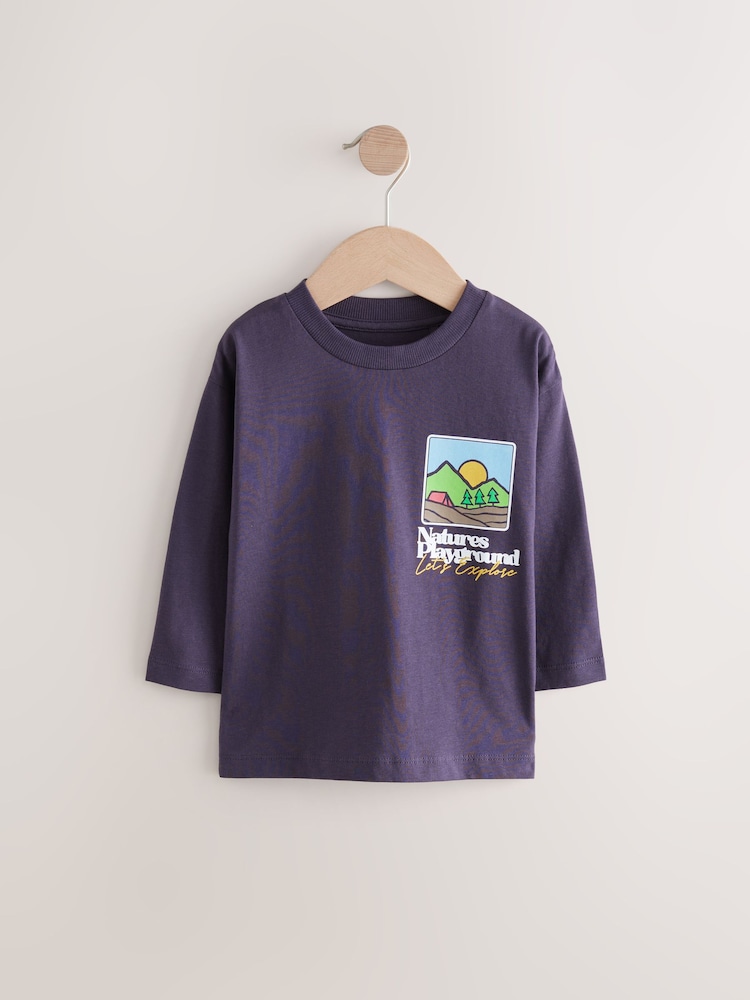 Purple Back Print Long Sleeve T-Shirt (3mths-7yrs) - Image 1 of 4