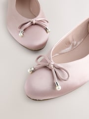 Dusky Pink Forever Comfort® Bridesmaid Pear Bow Detail Ballerinas - Image 10 of 11