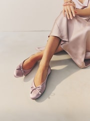 Dusky Pink Forever Comfort® Bridesmaid Pear Bow Detail Ballerinas - Image 2 of 11