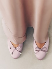 Dusky Pink Forever Comfort® Bridesmaid Pear Bow Detail Ballerinas - Image 4 of 11